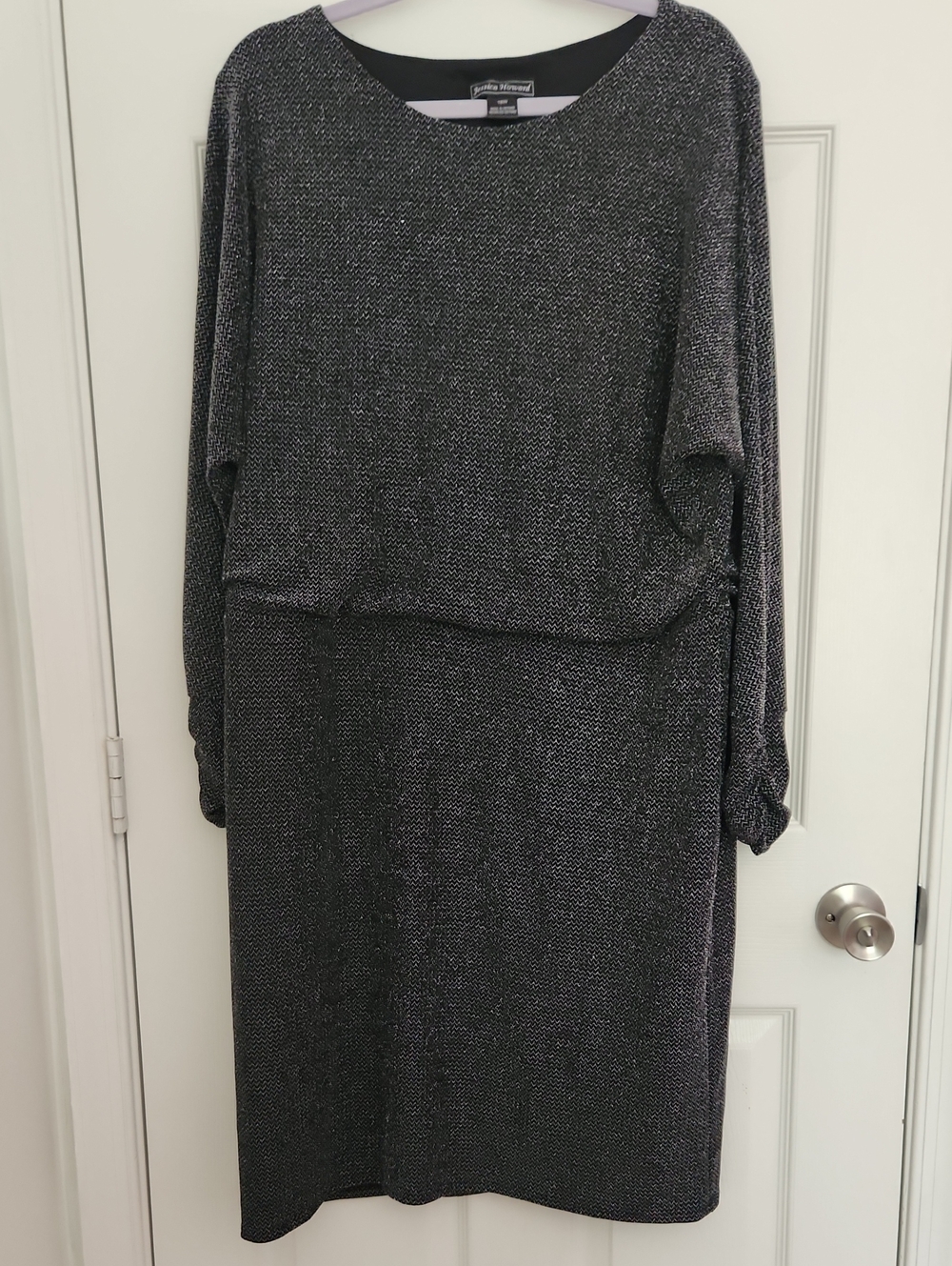 Jessica Howard Black Metallic Knit Long Sleeve Dress - Work, Party, Going Out
